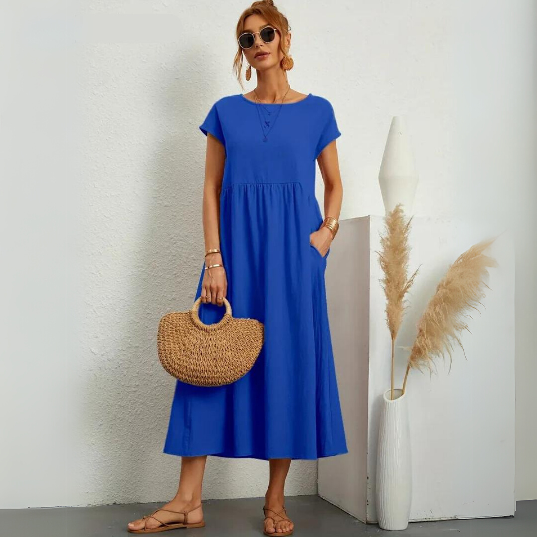 Isla – 100% Cotton Casual Midi Dress