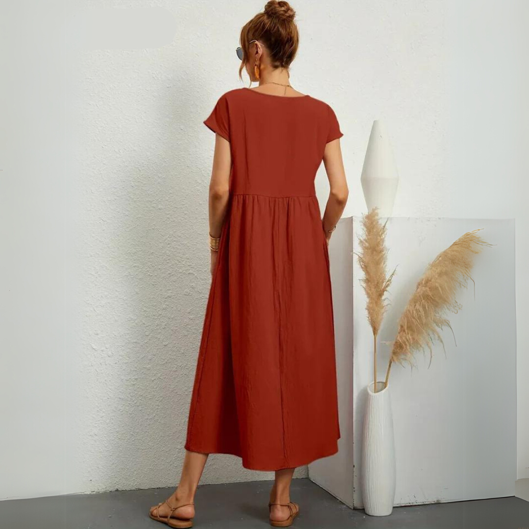 Isla – 100% Cotton Casual Midi Dress