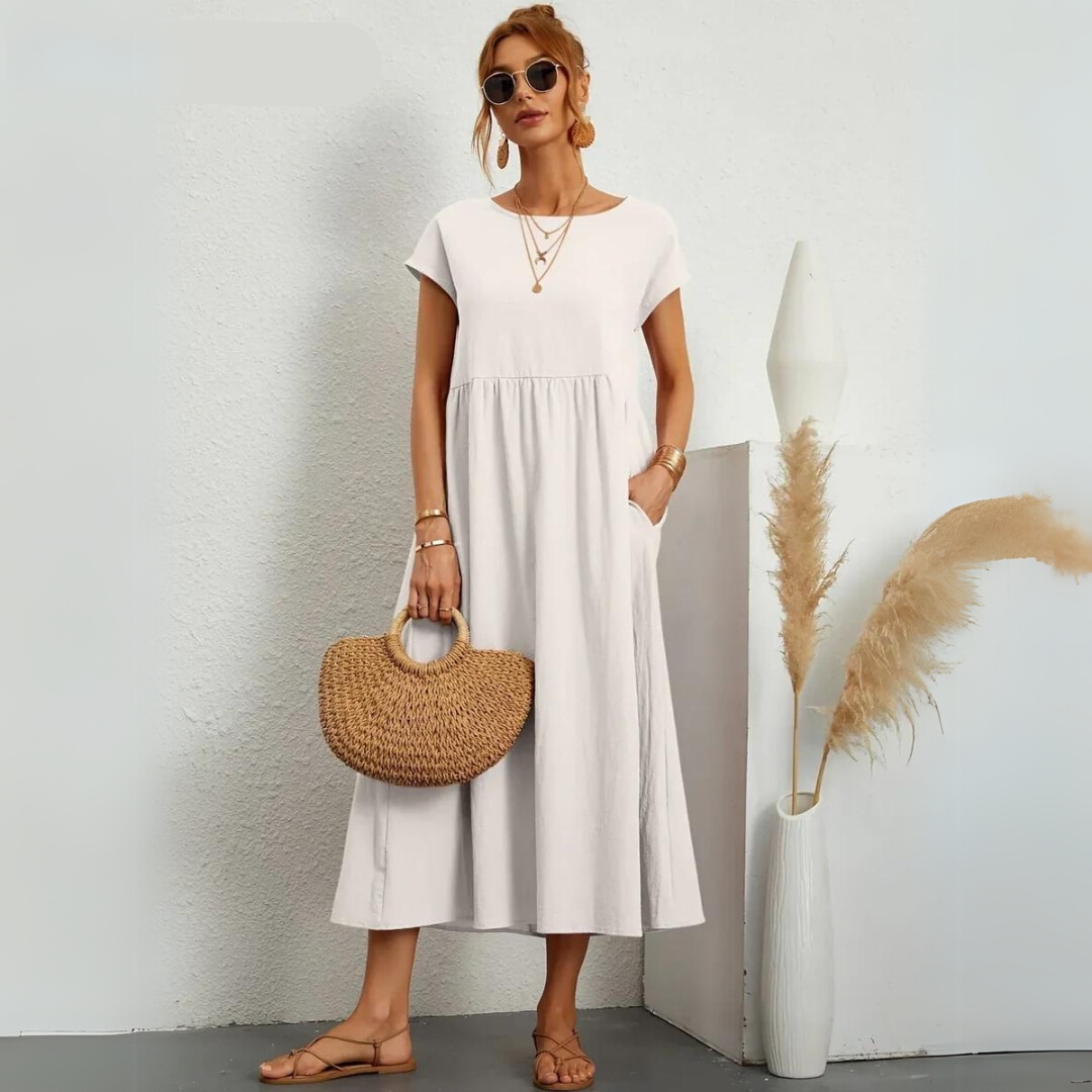 Isla – 100% Cotton Casual Midi Dress