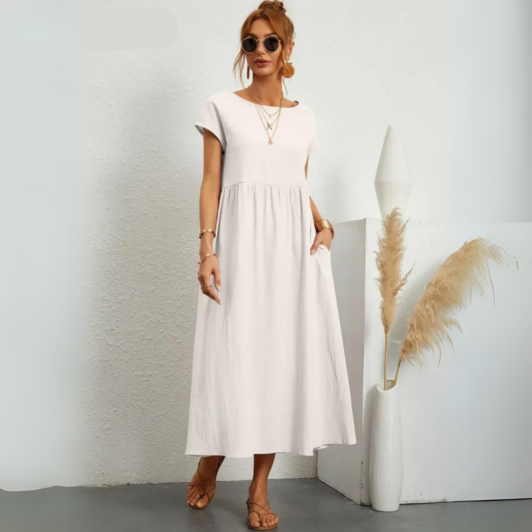 Isla – 100% Cotton Casual Midi Dress