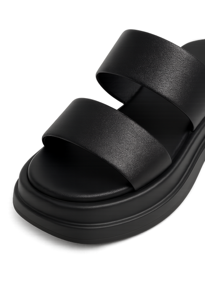 Calf Leather Sandals – Chunky High Heel