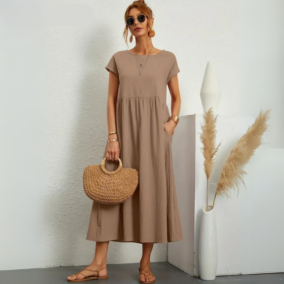 Isla – 100% Cotton Casual Midi Dress