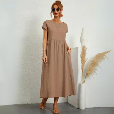 Isla – 100% Cotton Casual Midi Dress