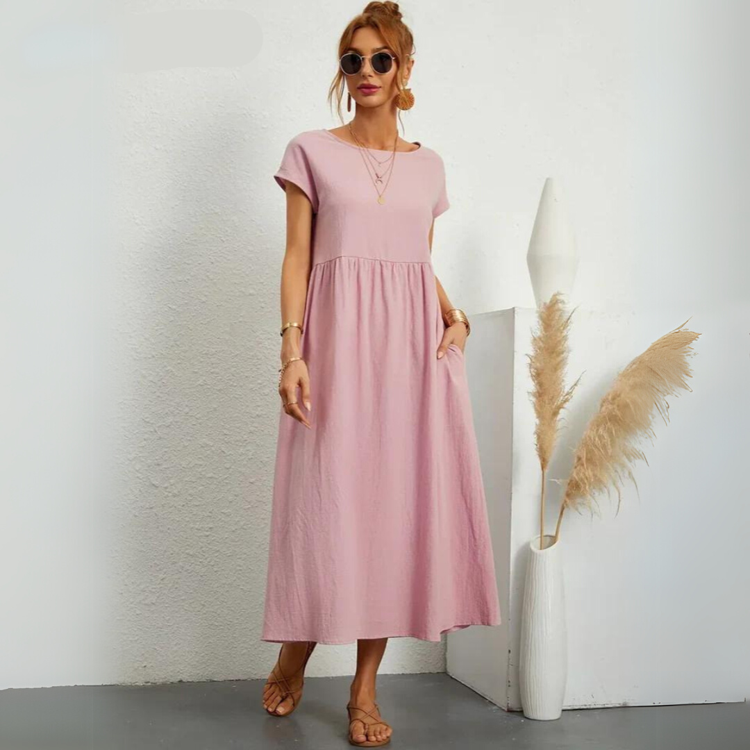 Isla – 100% Cotton Casual Midi Dress