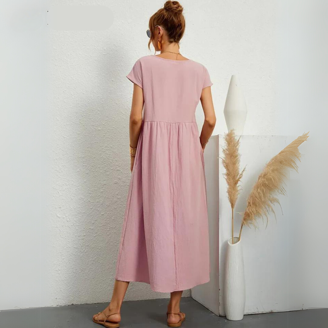 Isla – 100% Cotton Casual Midi Dress