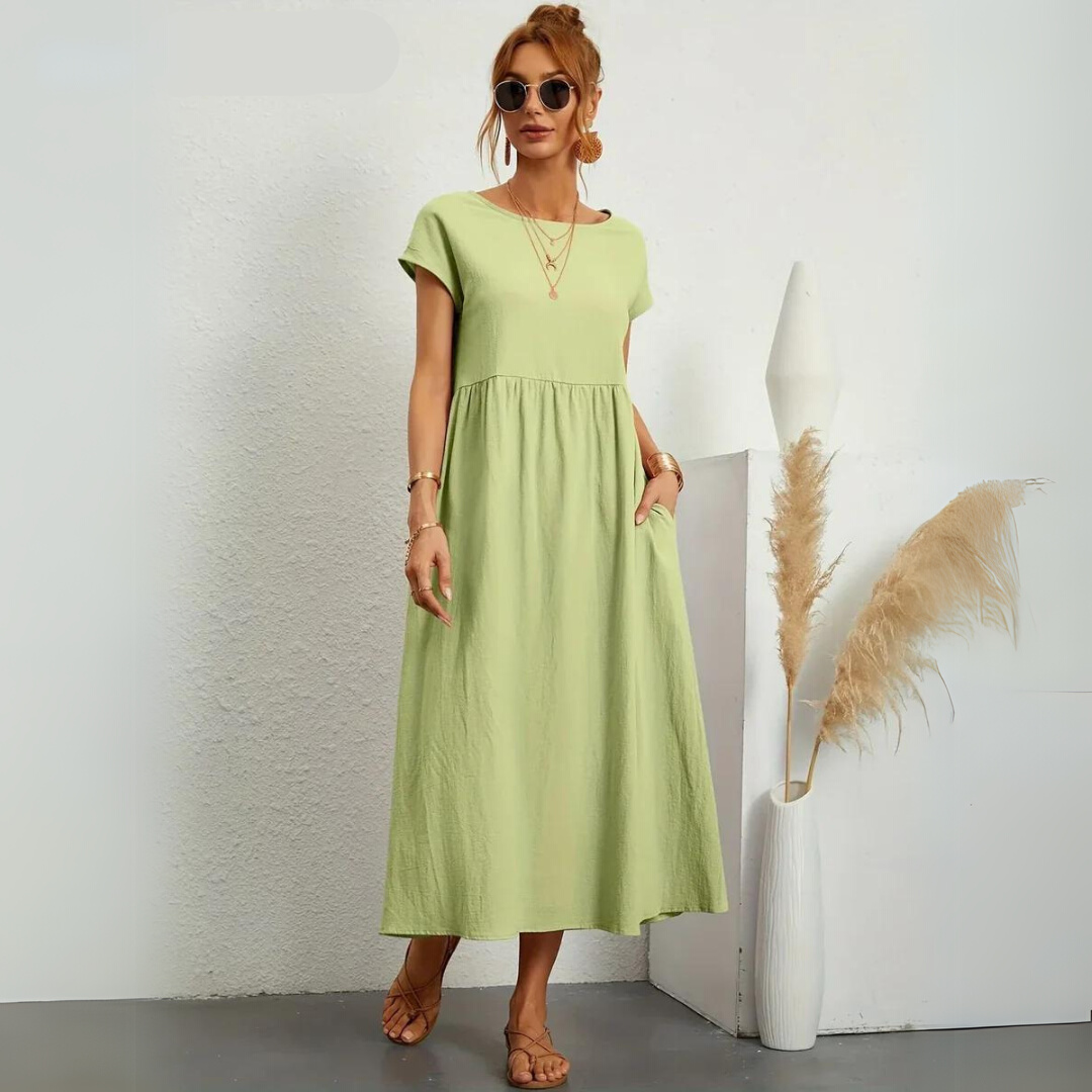 Isla – 100% Cotton Casual Midi Dress