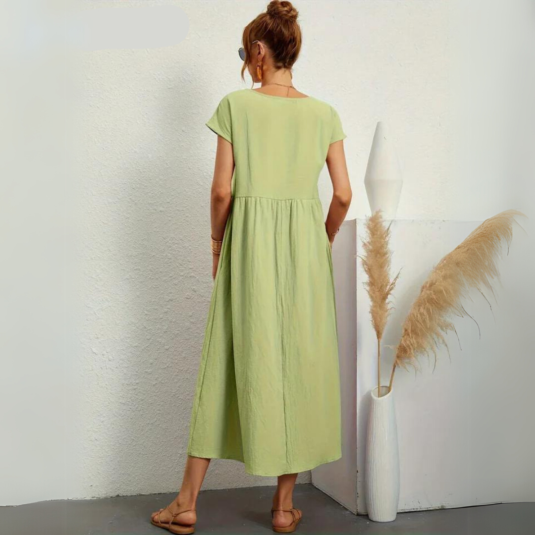 Isla – 100% Cotton Casual Midi Dress