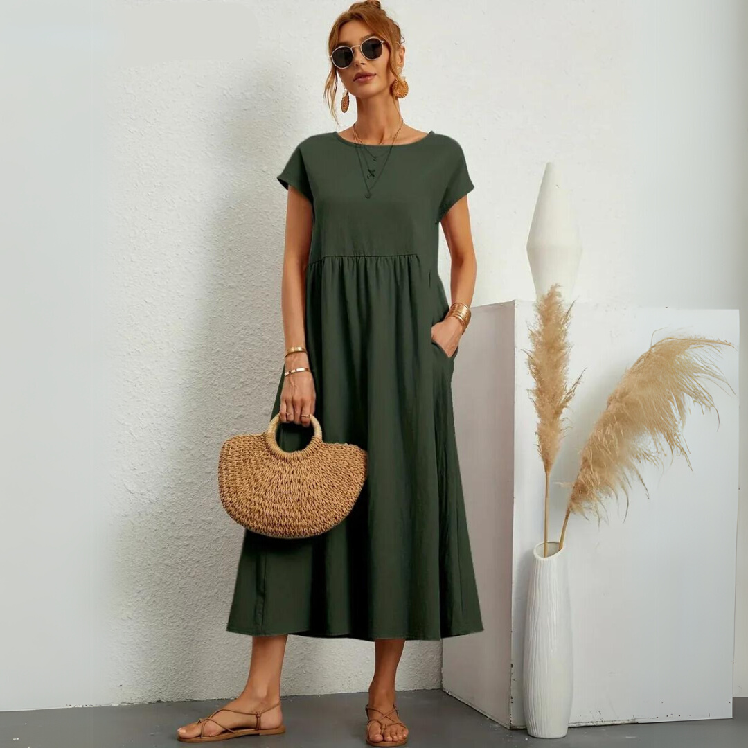 Isla – 100% Cotton Casual Midi Dress