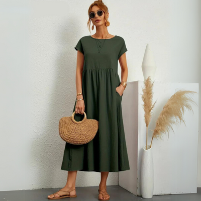 Isla – 100% Cotton Casual Midi Dress