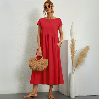 Isla – 100% Cotton Casual Midi Dress