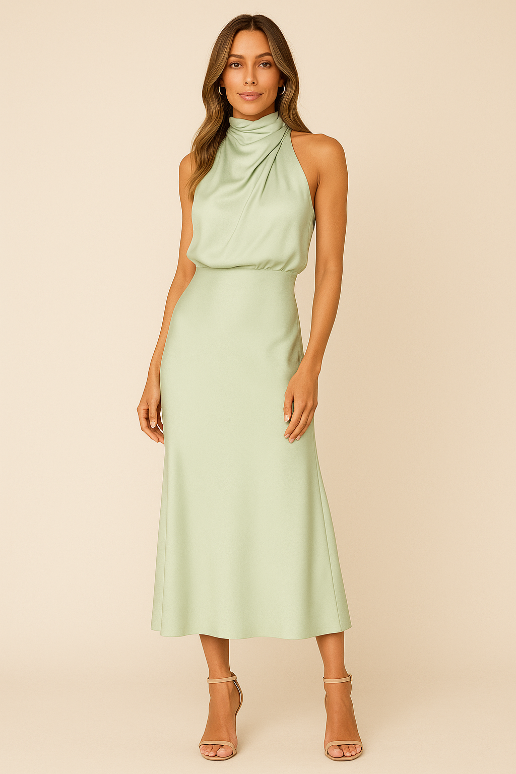 Solène High Waist Midi Dress