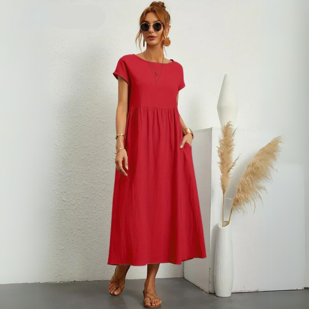 Isla – 100% Cotton Casual Midi Dress
