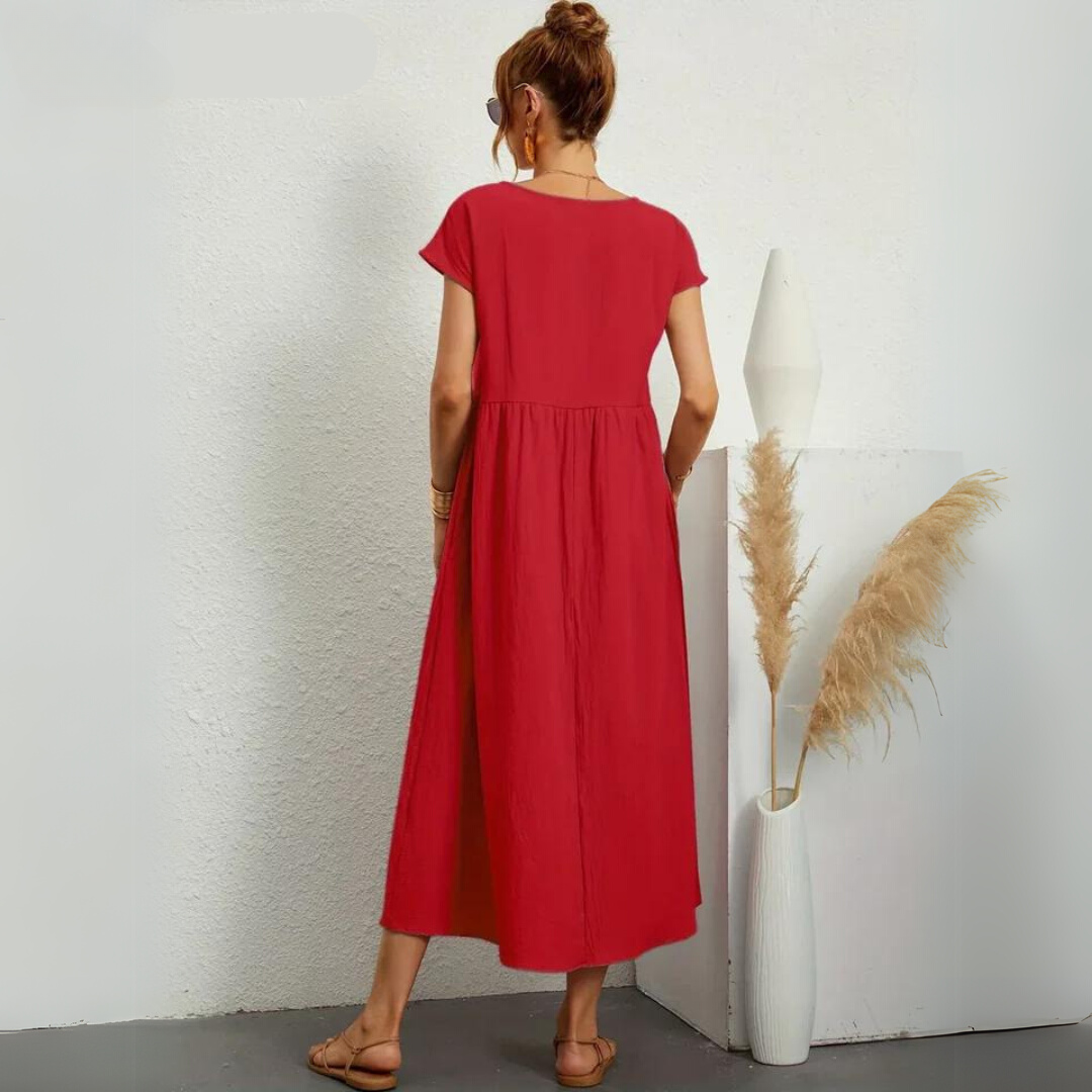 Isla – 100% Cotton Casual Midi Dress