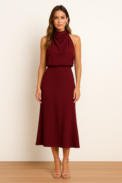 Solène High Waist Midi Dress