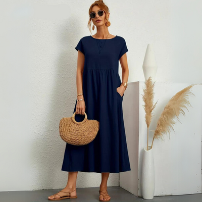 Isla – 100% Cotton Casual Midi Dress