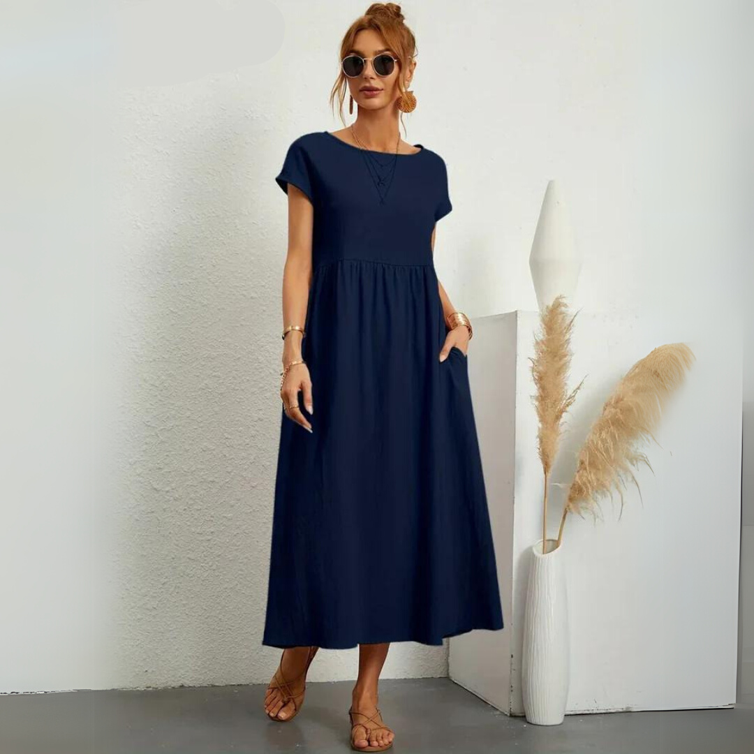 Isla – 100% Cotton Casual Midi Dress