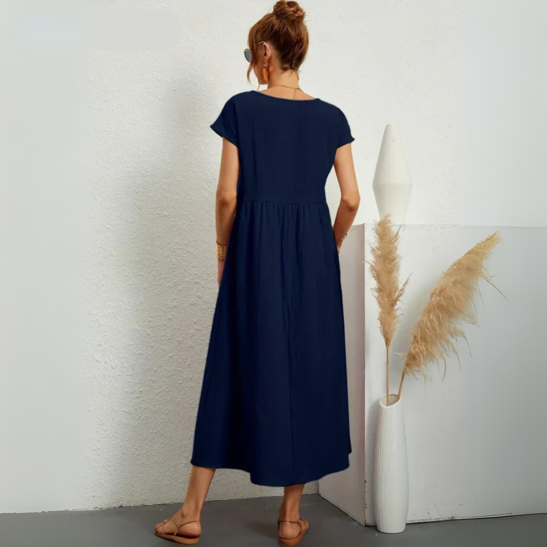 Isla – 100% Cotton Casual Midi Dress