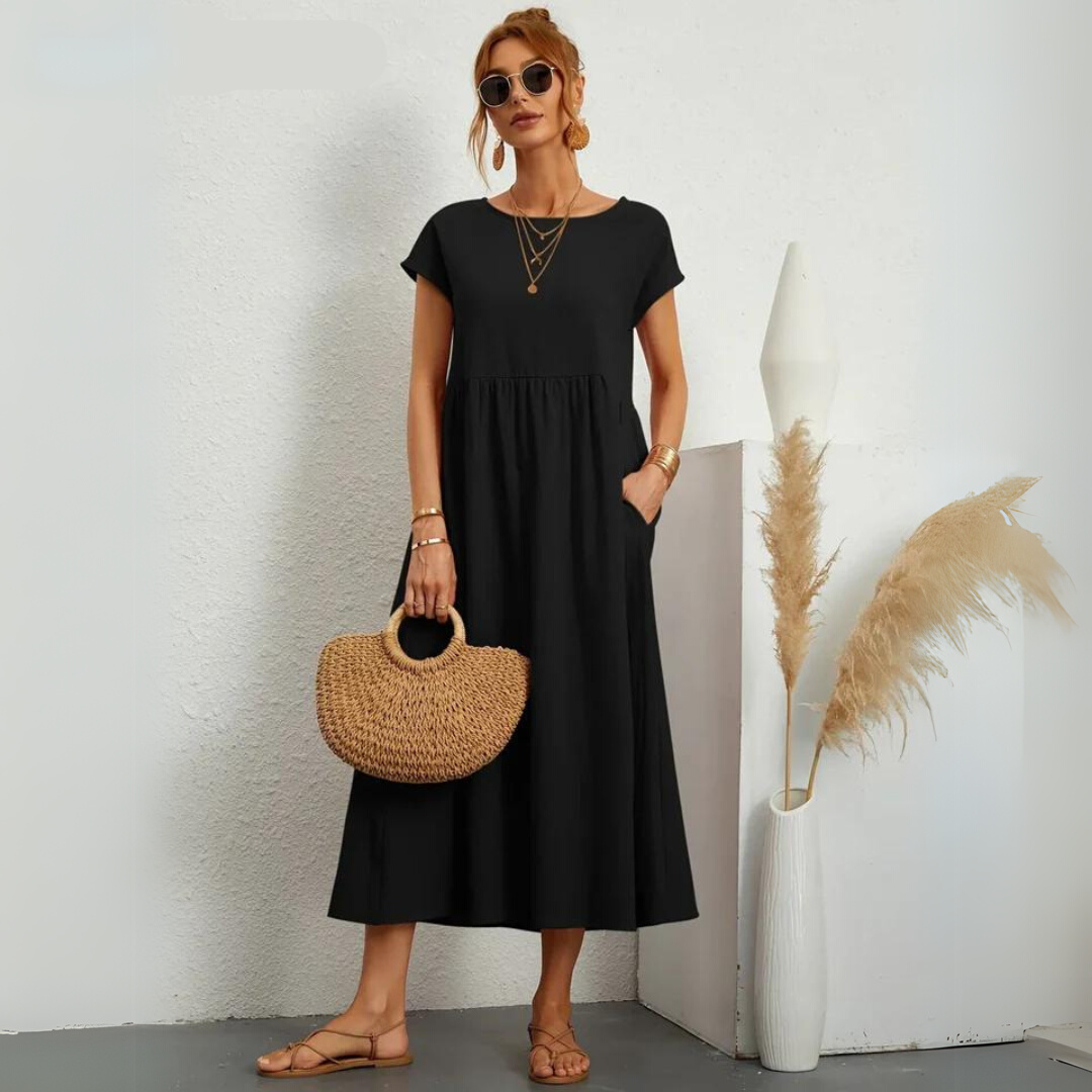 Isla – 100% Cotton Casual Midi Dress