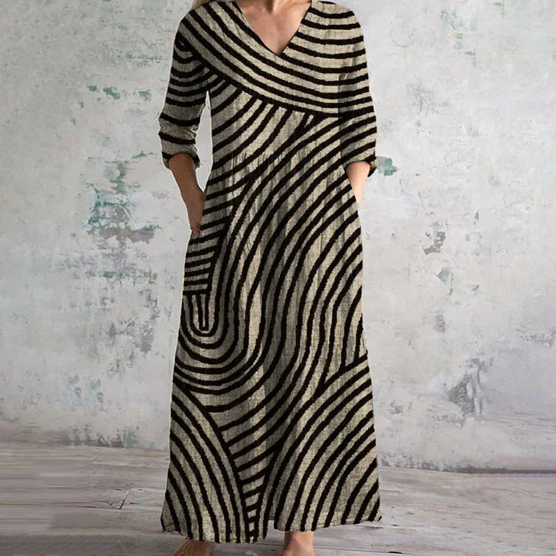 Effortless Elegance with a Timeless Touch – Vintage Striped AYLA Dress