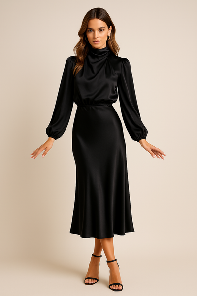 High Waist Midi Dress