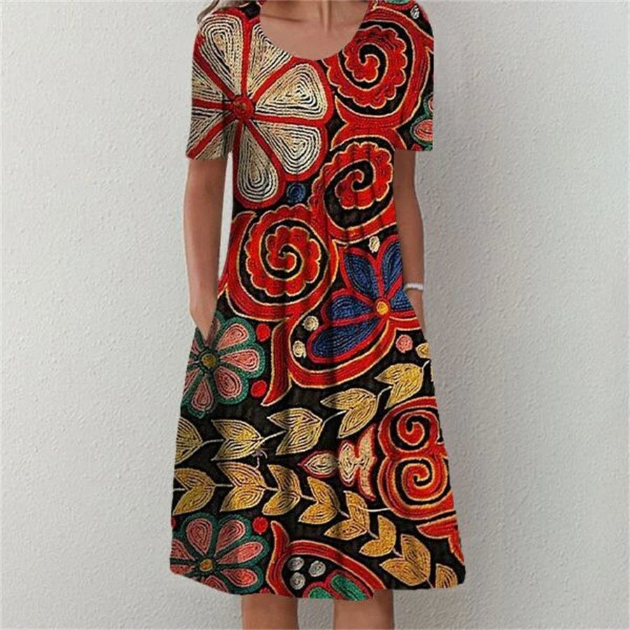 Elora – Floral Print A-Line Dress