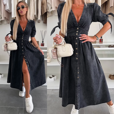 Karla - V-Neck Button Dress