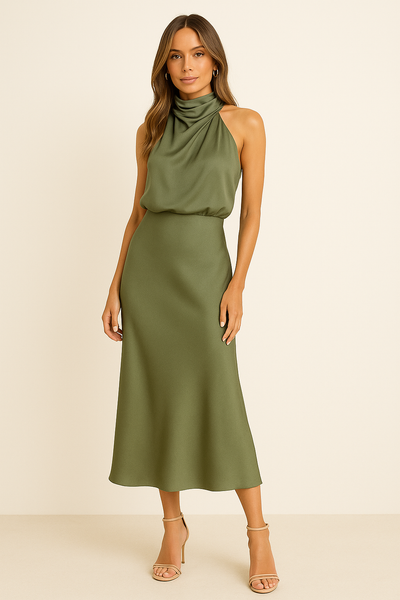 Solène High Waist Midi Dress